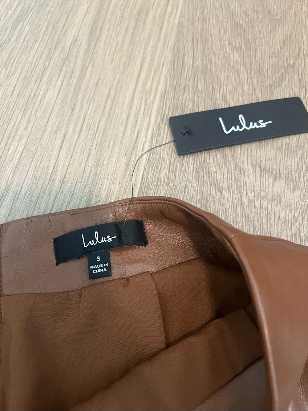 Lulu's Cognac Brown Faux Leather SKIRT